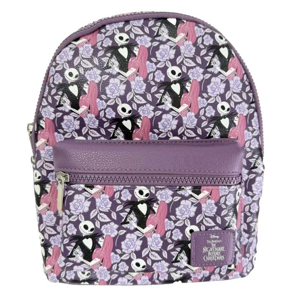 Disney Nightmare Before Christmas Jack Sally Mini Backpack Purple Bioworld